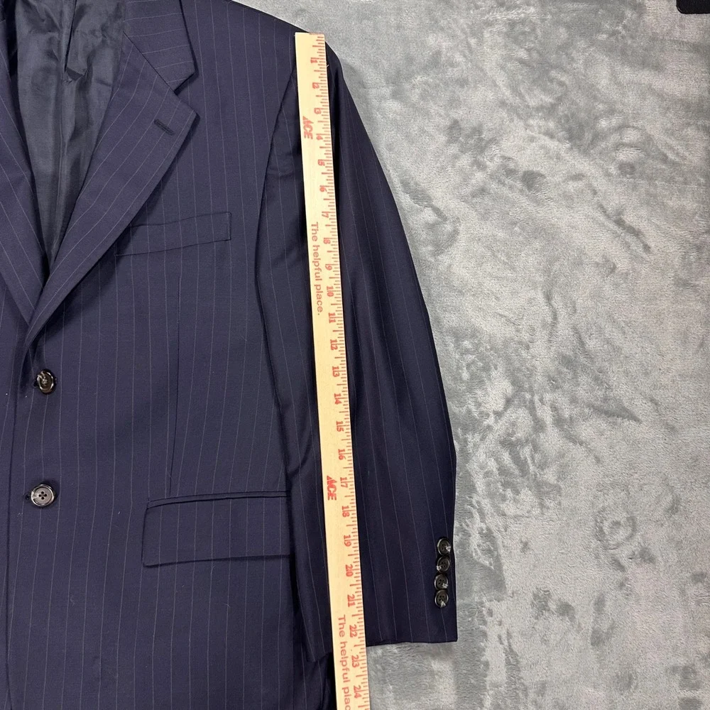 Vintage Chaps Ralph Lauren Mens Navy Pinstripe Wool Cashmere Suit 40S 35W
